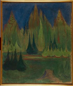 Edvard Munch - Dark Spruce Forest - MM.M.00306 - Munch Museum. Free illustration for personal and commercial use.