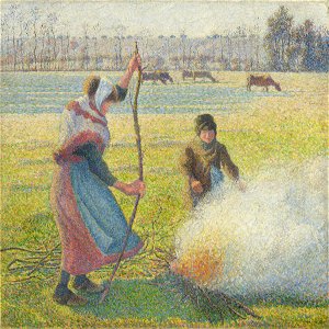 MB-Pis-02 Pissarro Raureif-eine-junge-Baeuerin-macht-Feuer 1