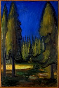 Edvard Munch - Dark Spruce Forest - MM.M.00337 - Munch Museum. Free illustration for personal and commercial use.