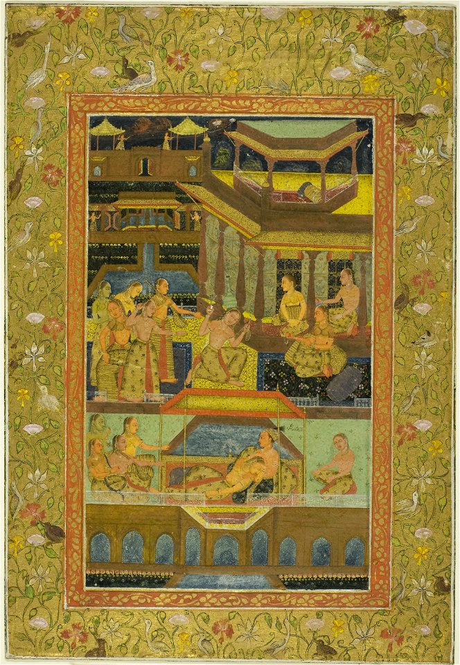 Mughal - Lovers in a Zenana Garden at Night - 1998.192 - Art Institute of Chicago