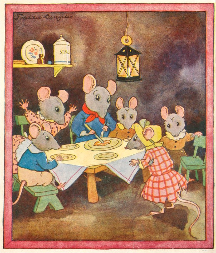 Muizenfamilie aan tafel - Freddie Langeler