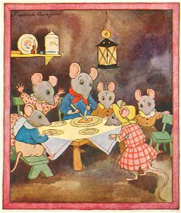 Muizenfamilie aan tafel - Freddie Langeler