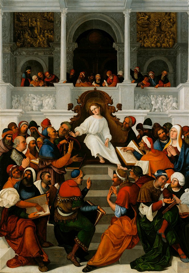 Lodovico Mazzolino - The Twelve-Year-Old Jesus Teaching in the Temple - Google Art Project