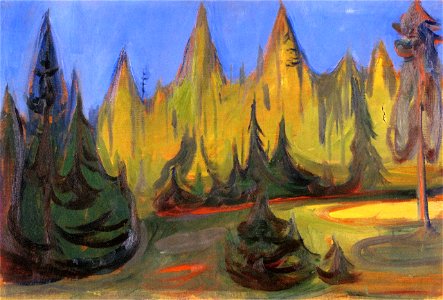 Edvard Munch - Dark Spruce Forest (1). Free illustration for personal and commercial use.