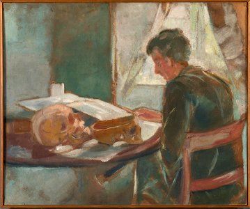 Edvard Munch - Andreas Munch Studying Anatomy - MM.M.00202 - Munch Museum. Free illustration for personal and commercial use.