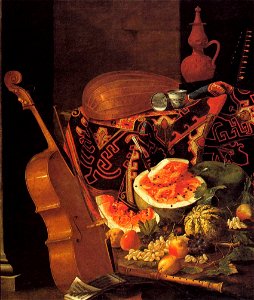 Munari, Cristoforo - Still-Life with Musical Instruments and Fruit - Galleria Palatina