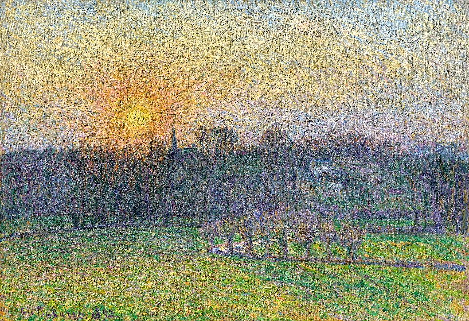 MB-Pis-04 Pissarro Blick-auf-Bazincourt-Sonnenuntergang 1