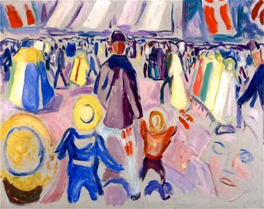Edvard Munch - 17th of May in a Small, Norwegian Town (1919). Free illustration for personal and commercial use.