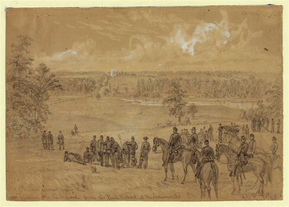 McClellan reconnoitering the Turnpike to Richmond from the Peach Orchard at Mechanicsville LCCN2004660821