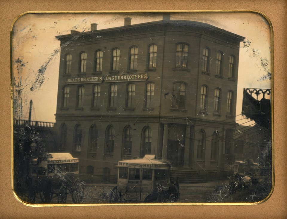 Meade Brothers Studio in Williamburgh, NY, by the Meade Brothers Studio, c. 1853, half-plate daguerreotype, silver plate on copper sheet, from the National Portrait Gallery - NPG-AD NPG 85 1MeadeStudio-000002