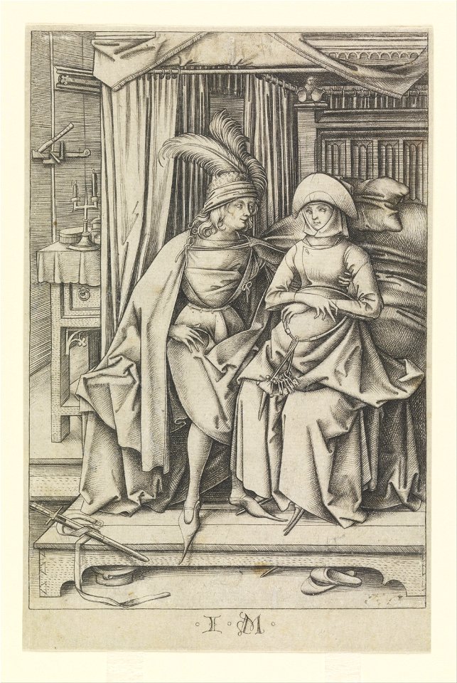 Israhel van Meckenem - A Couple Seated on a Bed - Google Art Project