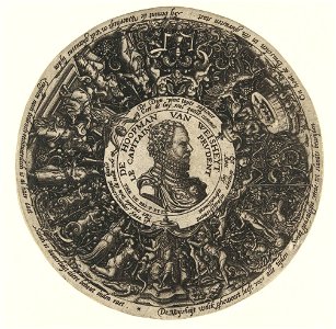 Medaillon met de buste van Kapitein van Wijsheid, Theodor de Bry, ca. 1577 - ca. 1578