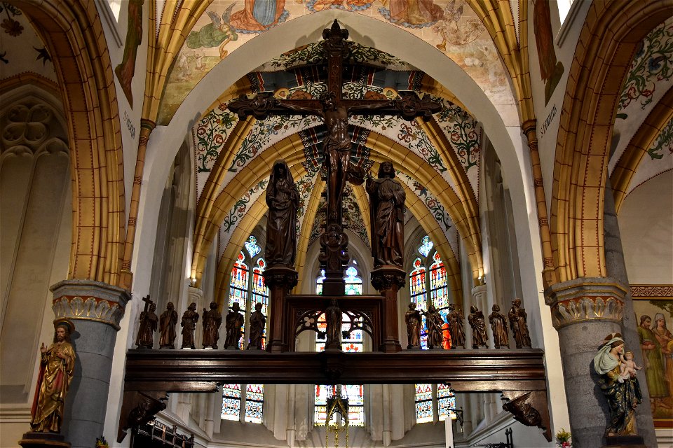 Meester van Elsloo (1520-30) Christus Salvator en apostelbalk Sint-Lambertuskerk (Neeroeteren) 8-09-2019
