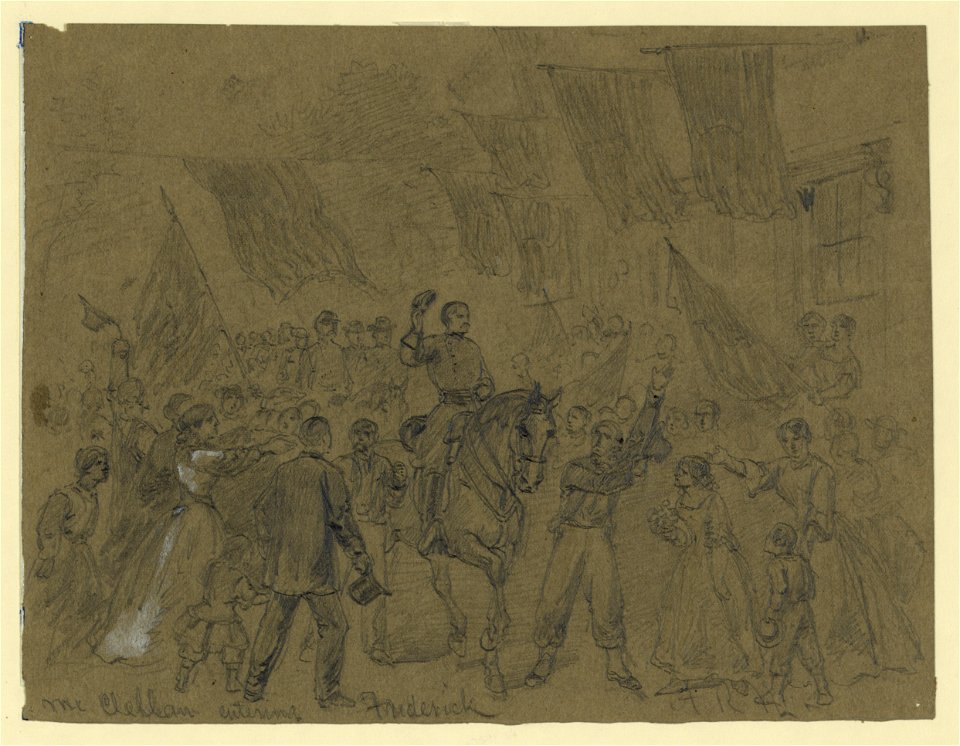 McClellan entering Frederick LCCN2004660778