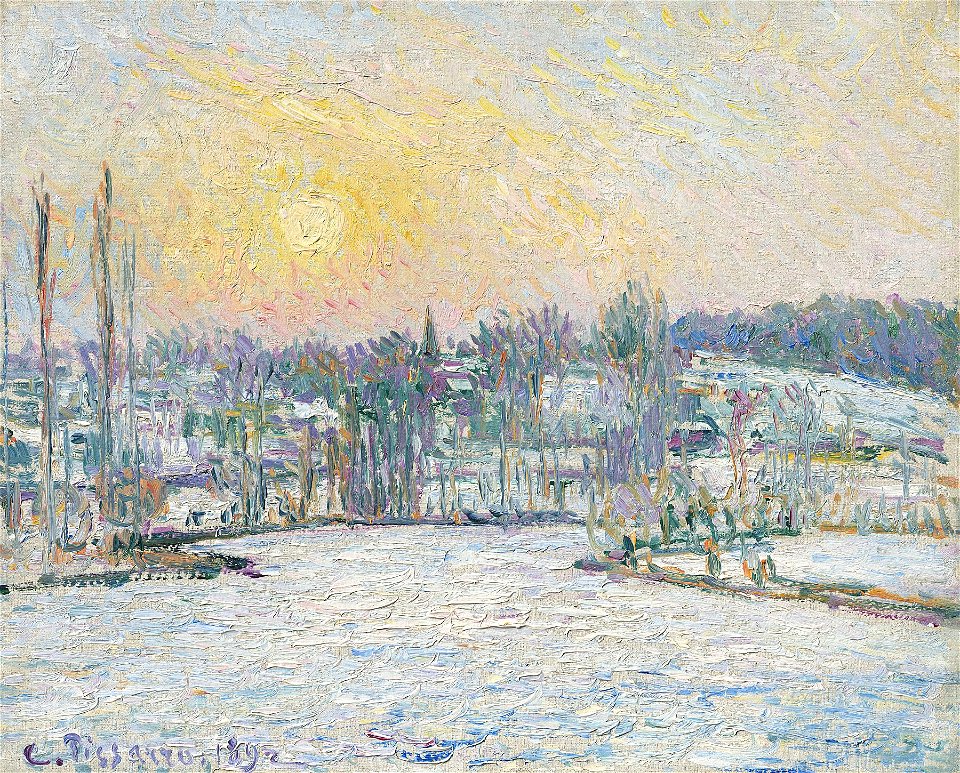 MB-Pis-05 Pissarro Blick-auf-Bazincourt-Schnee-Sonnenuntergang 1