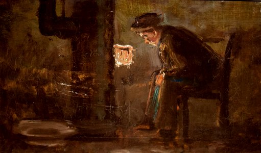 Mednyánszky - Vagabond gazing at the fire