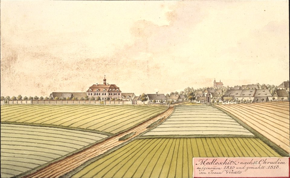Medleschitz naechst Chrudim aufgenommen 1810 und gemahlt 1813 von Joann Venuto