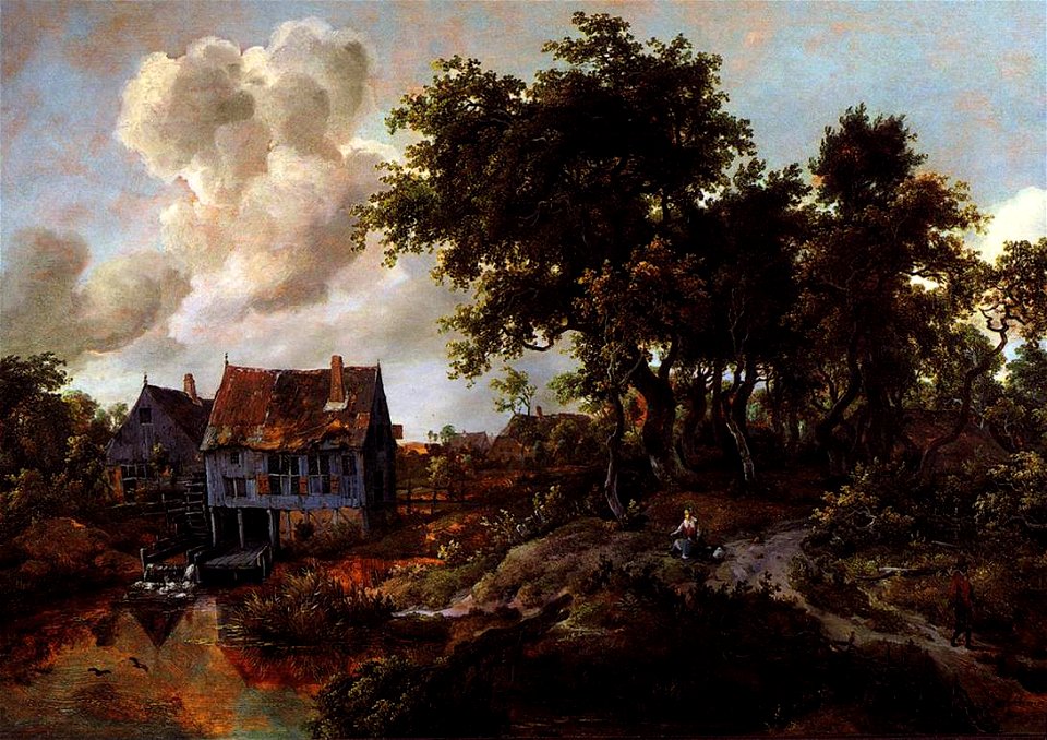 Meindert Hobbema - A Watermill beside a Woody Lane - WGA11441