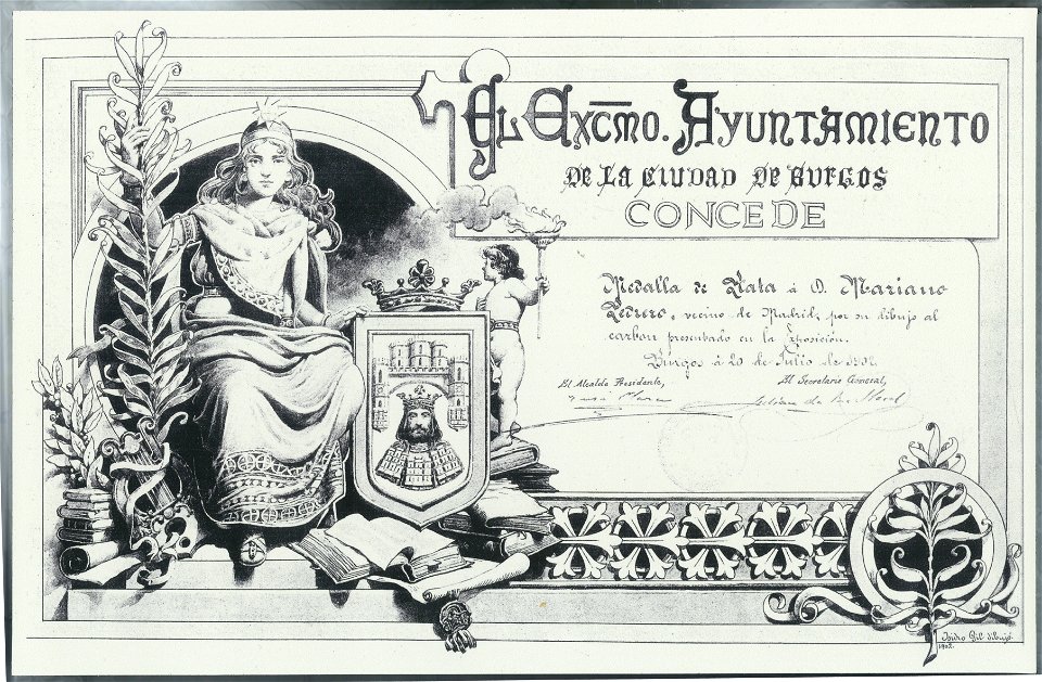 Medalla de plata a Mariano Pedrero, exposición Burgos, Julio 1902