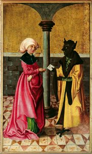 Meister der Legendenszenen - Die Überbringung der falschen Botschaft durch den Teufel (Legende der Hll. Cosmas und Damian) - 4970 - Kunsthistorisches Museum