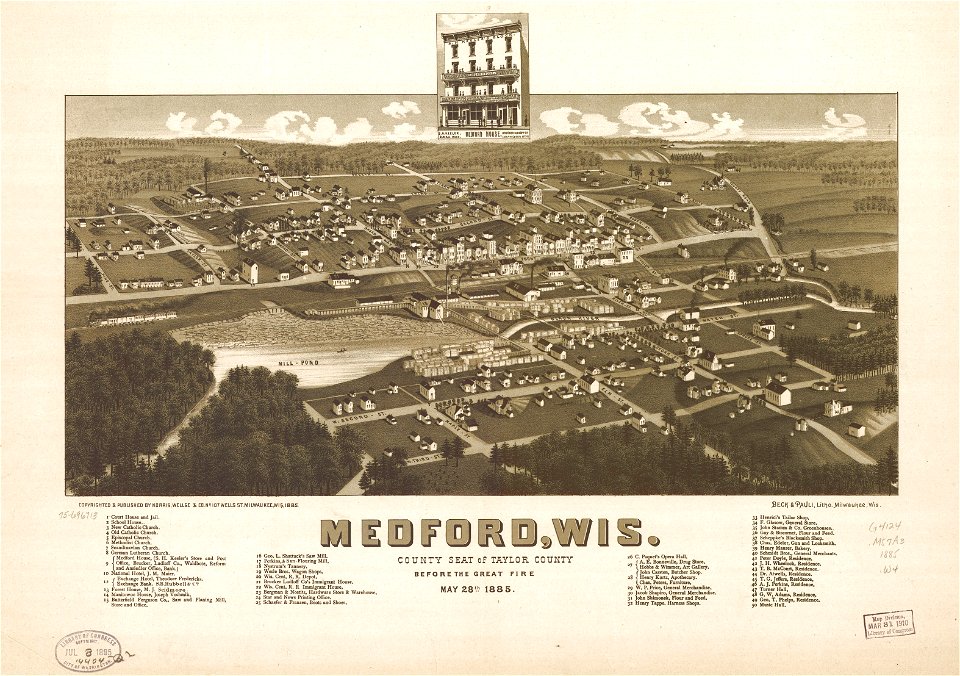 Medford, Wis., county seat of Taylor County before the great fire May 28th 1885. LOC 75696713