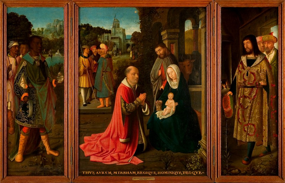 Meester van Hoogstraeten - Drieluik met de aanbidding door de drie koningen met op de gesloten luiken de Annunciatie - 0042 - Rijksmuseum Twenthe