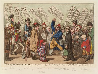 Meeting of the monied interest by James Gillray. Free illustration for personal and commercial use.