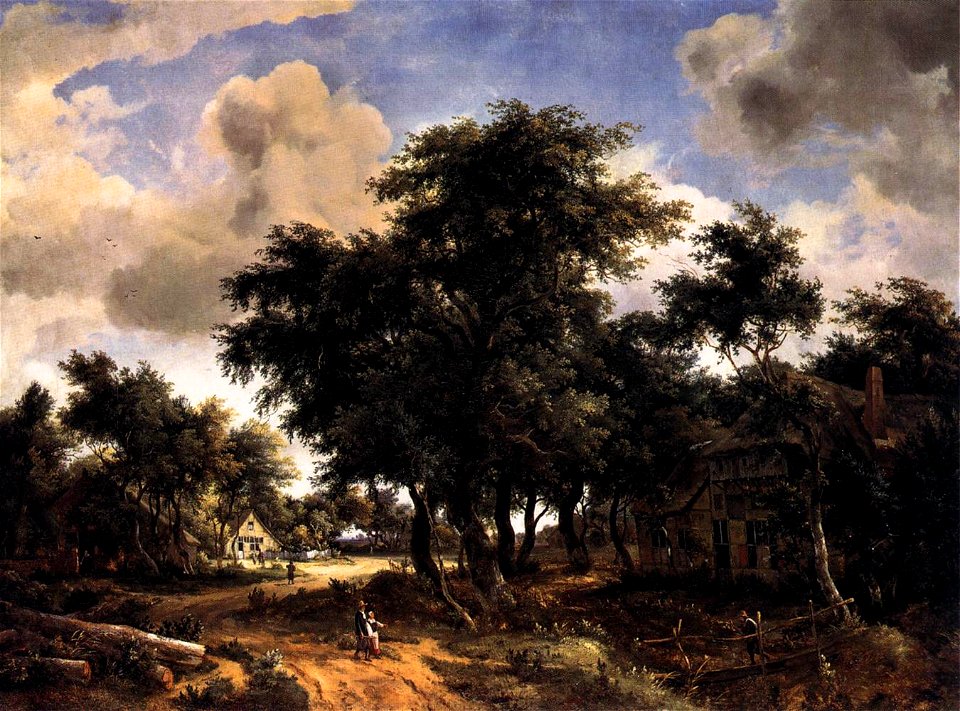 Meindert Hobbema - Village Street under Trees - WGA11434