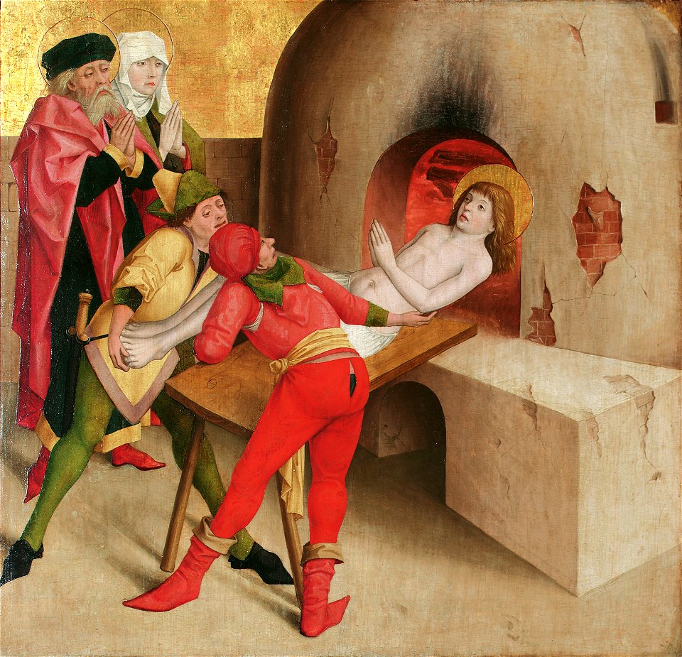 Meister der Veitslegende - Martyrium des hl. Veit (Vorderseite), Christus vor Kaiphas (Rückseite) - 10886 - Belvedere
