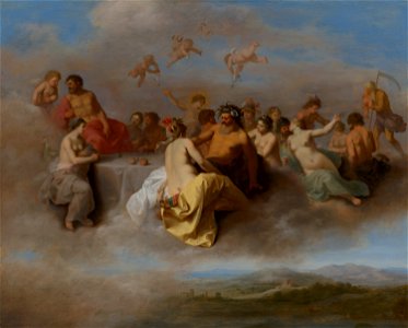 Meeting Gods In The Clouds by Cornelis van Poelenburch