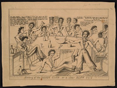 Meeting of the dandy club or a clear blow out - drawn by Miss Kitty Corset ; engd. by Sam'l. Slendersides. LCCN2013651034