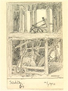 Medelpad, Lidens sn. Såg, Indalsliden. Teckning av Ferdinand Boberg - Nordiska museet - NMA.0088290