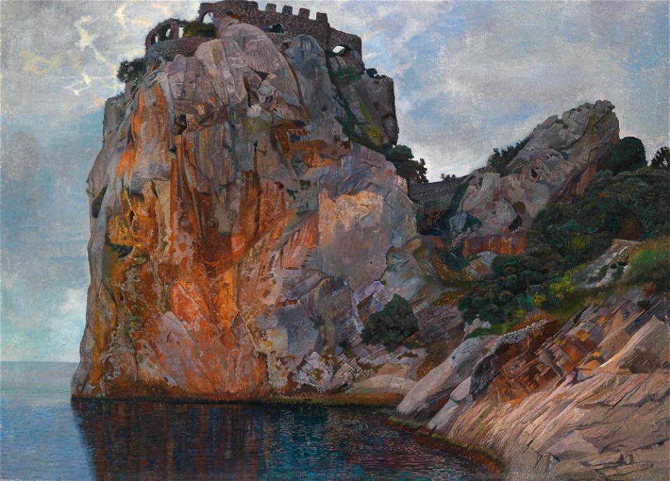 Karl Mediz - Burgruine auf Felsen (1896)