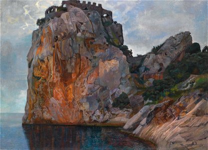 Karl Mediz - Burgruine auf Felsen (1896)