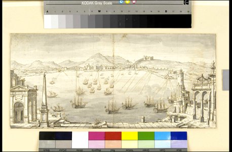 Mediterranean fortified city showing arcs of fire of defending batteries RMG PY0125