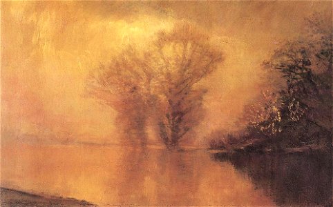 Mednyánszky, László - Waterside Scene in Luminescent Haze