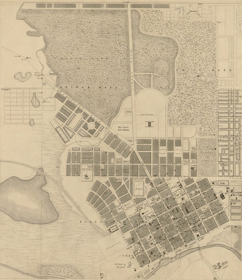 Melbourne map 1855
