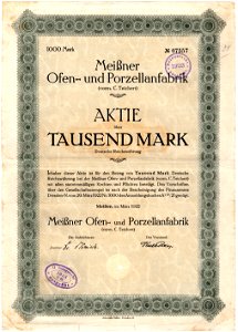 Meißner Ofen- und Porzellanfabrik 1922 