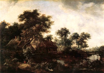 Meindert Hobbema - The Water Mill - WGA11436. Free illustration for personal and commercial use.