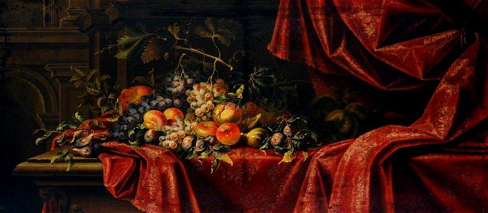 Meiffren Conte (c.1630-1705) (style of) - Still Life of Fruit on a Red Cloth - 290389 - National Trust