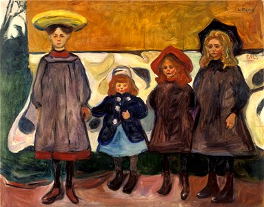 Edvard Munch - Four Girls in Åsgårdstrand - Google Art Project. Free illustration for personal and commercial use.