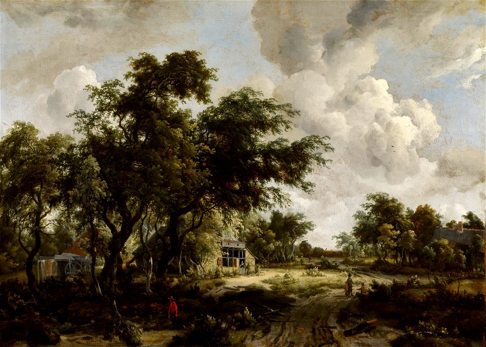 Meindert Hobbema - Village with Water Mill among Trees, Frick