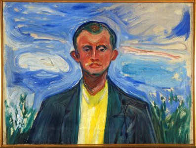 Edvard Munch - Self-Portrait against a Blue Sky - MM.M.00536 - Munch Museum. Free illustration for personal and commercial use.