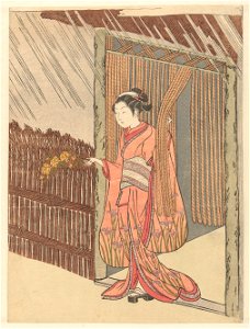 Meisje met een yamabuki tak in handen-Rijksmuseum RP-P-1956-616