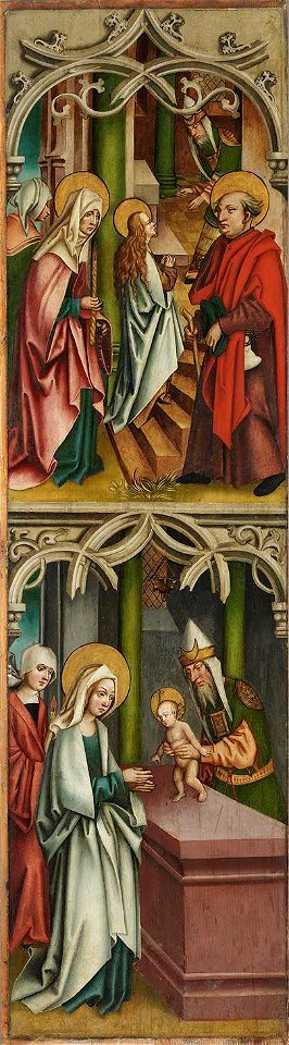 Meister des Oberschönenfelder Altar - Tempelgang Mariae und Darbringung Jesu Rückseite, Gekrönte Heilige mit Palmzweig - 7695 - Bavarian State Painting Collections