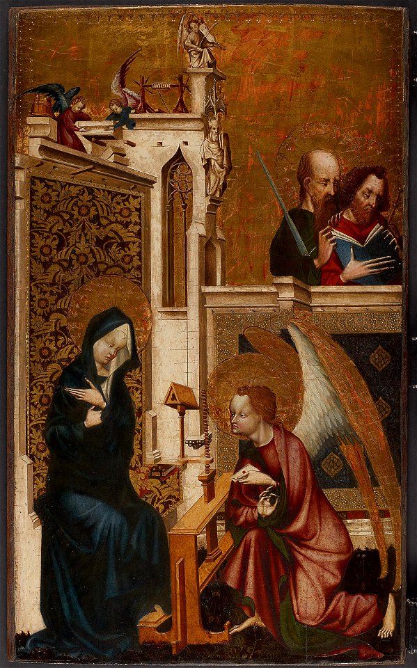 Meister von Heiligenkreuz, , Kunsthistorisches Museum Wien, Kunstkammer Wien - Verkündigung Mariae, Rückseite, Hl. Dorothea - GG 6524 - Kunsthistorisches Museum