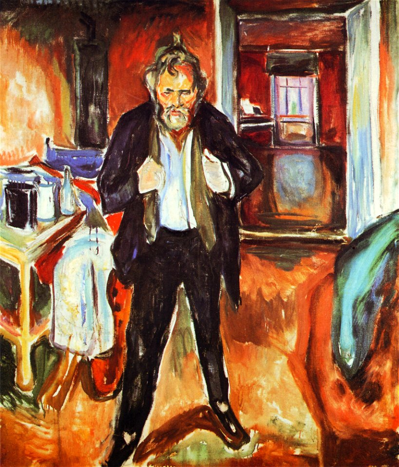 Edvard Munch - Sleepless Night. Self-Portrait in Inner Turmoil (1920)