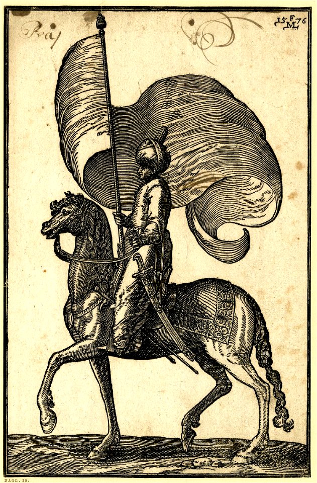 Melchior Lorck - A standard bearer on horseback
