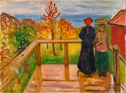 Edvard Munch - On the Veranda - NG.M.00810 - National Museum of Art, Architecture and Design. Free illustration for personal and commercial use.