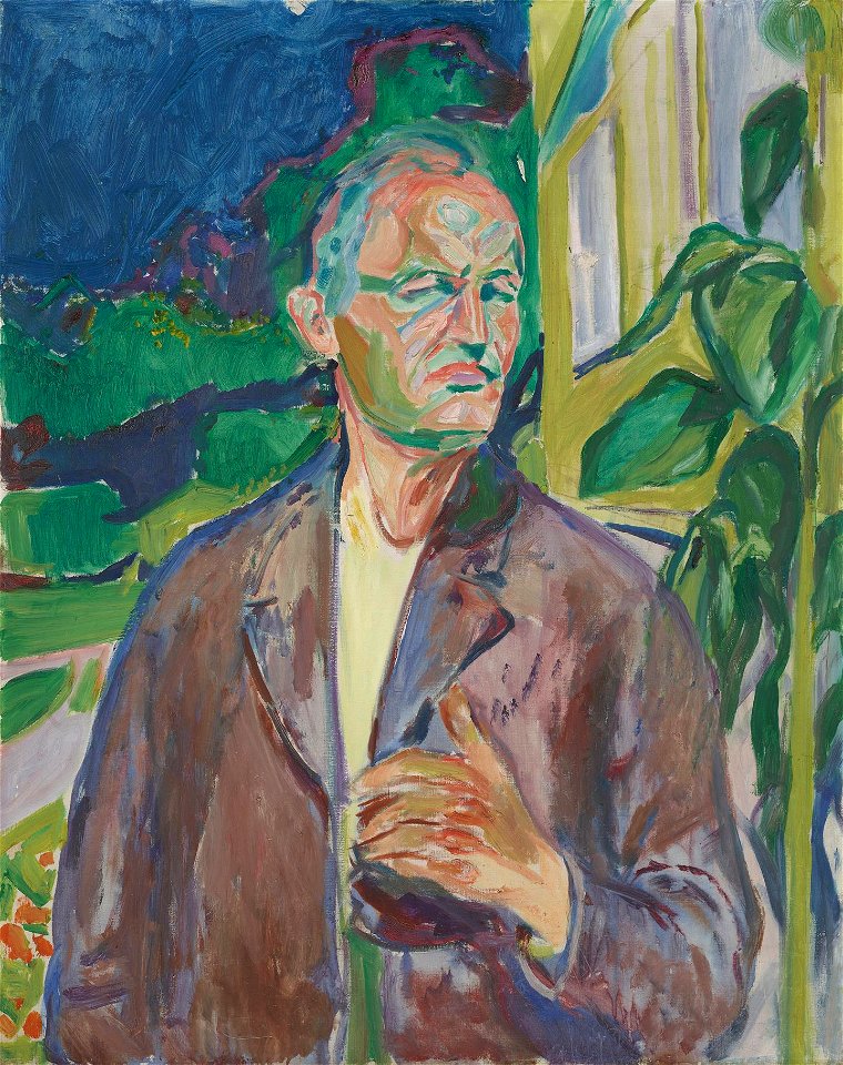 Munch self portrait before wall